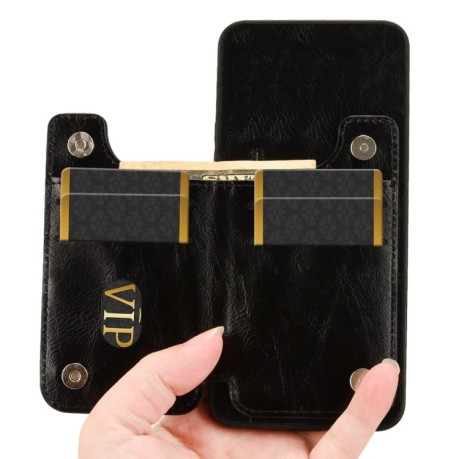 Ударозащитный чехол Cow Pattern Sewing Card Bag для Infinix Smart 8 Plus / Smart 8 Pro - черный