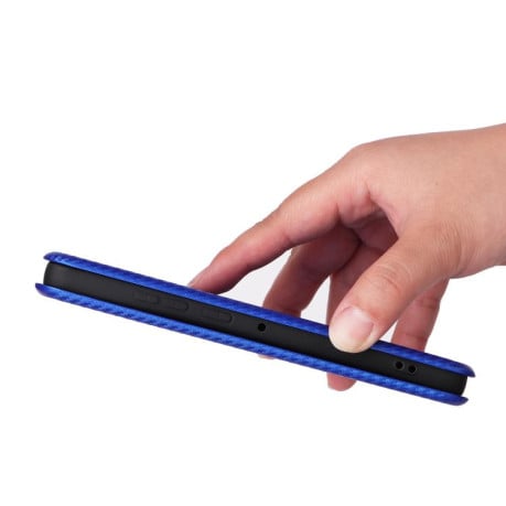Чохол-книжка Carbon Fiber Texture на Motorola Moto G86 5G - синій