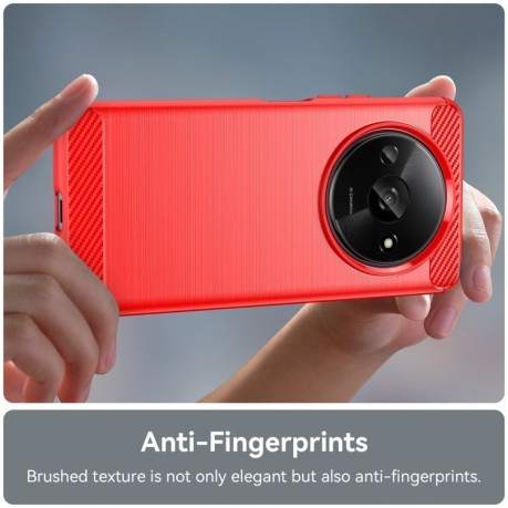Противоударный чехол Brushed Texture Carbon Fiber на Xiaomi Redmi A3 - красный