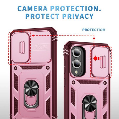 Противоударный чехол Sliding Camshield для Samsung Galaxy S25 Edge 5G - Pink+Rose Red