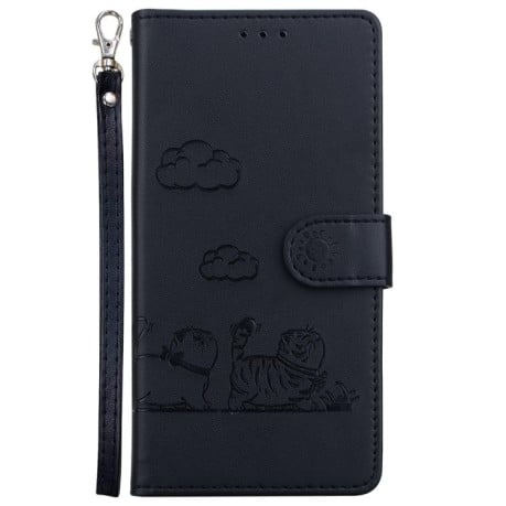 Чохол-книжка Cute Cats з магнітним хлястиком+захист сканування RFID на Xiaomi Redmi 15C 5G / 4G EU 173mm / Poco C85 5G - чорний