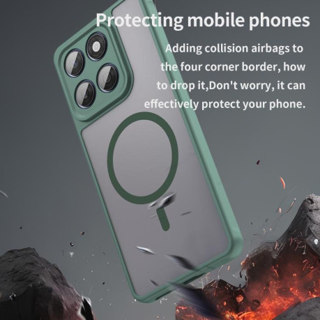Противоударный чехол Fan Dun Series TPU Hybrid PC Frosted Magsafe для Motorola Edge 60 - зелений
