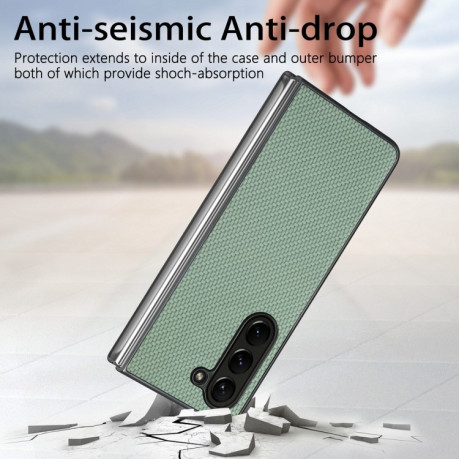 Противоударный чехол Accurate Carbon Fiber для Samsung Galaxy Fold 5 - зеленый