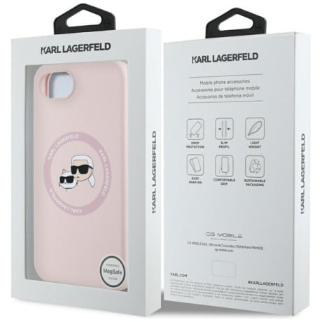 Оригинальный силиконовый чехол Karl Lagerfeld Karl &amp; Choupette MagSafe для iPhone 16e - purple