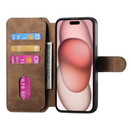 Чехол-книжка CaseNeo MagSafe RFID Anti-theft Retro Leather для iPhone 16e - коричневый