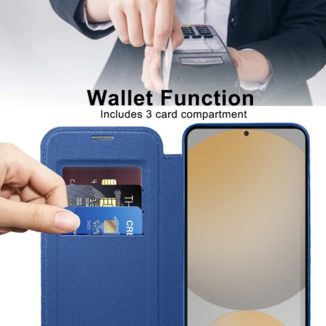 Чехол-книжка Shield MagSafe RFID Anti-theft Leather для Samsung Galaxy S24 FE 5G - синий