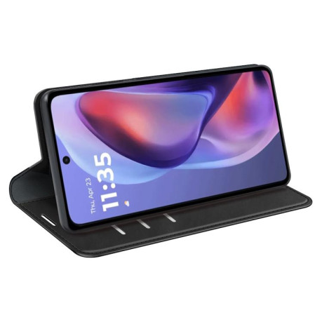 Чехол-книжка Retro Skin Feel Business Magnetic на Motorola Moto E15 - черный