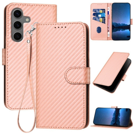 Чохол-книжка Carbon Fiber Texture  для Samsung Galaxy S25+ 5G - рожевий