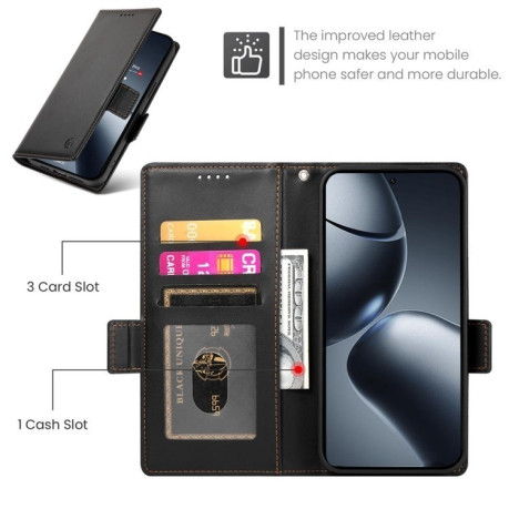 Чохол-книжка Side Buckle Magnetic Frosted Leather для Xiaomi 14T Pro - чорний