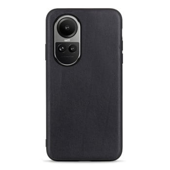 Шкіряний чохол Lambskin Texture для OPPO Reno10 Global / 10 Pro Global. - чорний