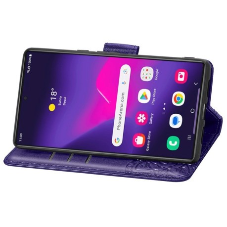Чехол-книжка Butterfly Love Flower Embossed для Samsung Galaxy S24 Ultra 5G - фиолетовый