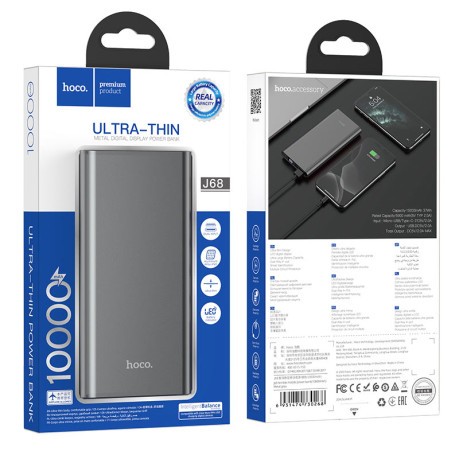 Портативное зарядное устройство Power Bank Hoco J68 10000 mAh (Metal Grey)