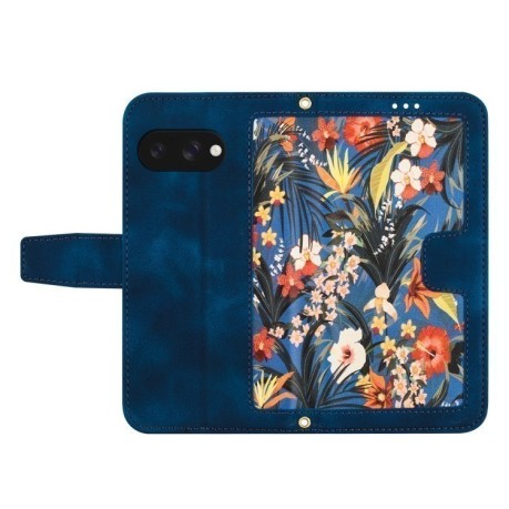 Чехол-книжка Floral Pattern Leather для Google Pixel 9a - синий
