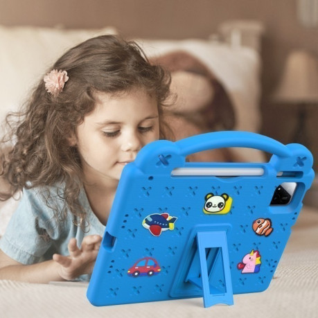 Противоударный чехол EVA Handle Kickstand Children для Xiaomi Pad 7 / 7 Pro 2024 - голубой