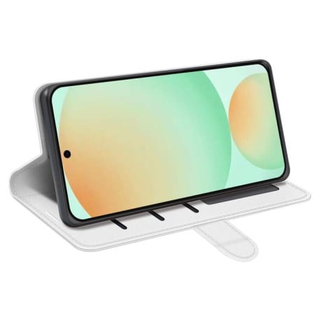 Чехол-книжка с фактурой R64 и магнитным хлястиком на Samsung Galaxy S25 FE 5G - белый