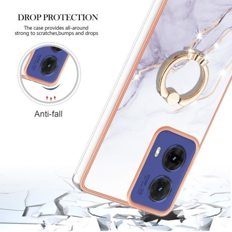 Чехол Electroplating with Ring Holder для Motorola Moto G85 - White