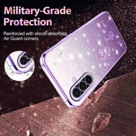 Протиударний чохол Gradient Glitter Flower All-inclusive для Samsung Galaxy A36 - фіолетовий