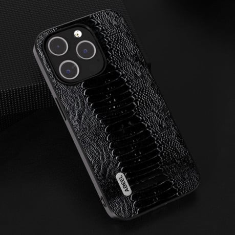 Шкіряний Чохол ABEEL Genuine Leather Weilai Series для iPhone 15 Pro Max - чорний