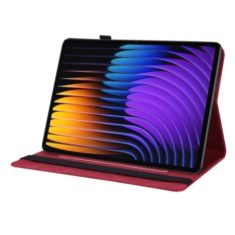 Чехол-книжка Butterfly Flower Embossed Leather на Xiaomi Pad 7 / Pad 7 Pro - красный
