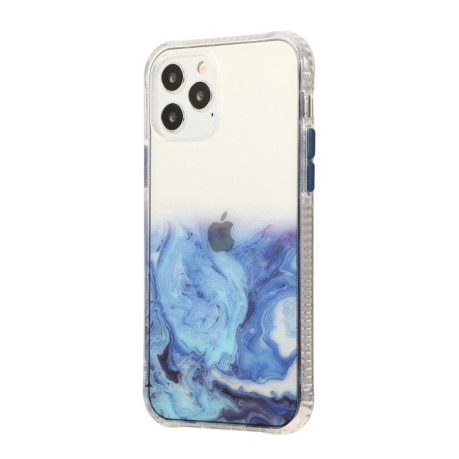 Противоударный чехол Marble Pattern Glittery Powder на iPhone 12/12 Pro  - синий