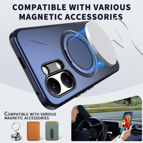 Чохол Metal Rotation Holder MagSafe TPU Hybrid PC з металевим поворотним тримачем і MagSafe на Xiaomi Redmi Turbo 5 Max 5G / Poco X8 Pro Max 5G — темно-синій
