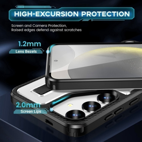 Протиударний чохол Ring Holder Carbon Fiber PC Hybrid TPU  для Samsung Galaxy S25+ 5G - білий