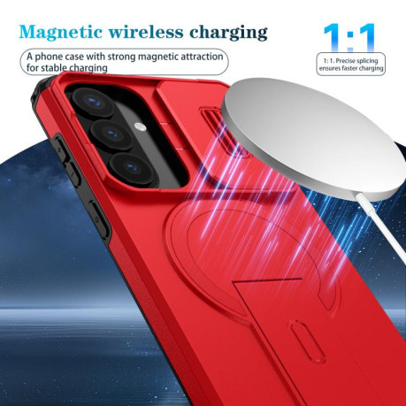 Чехол Escase со шторкой камеры и MagSafe-держателем для Samsung Galaxy S26+ 5G — красный