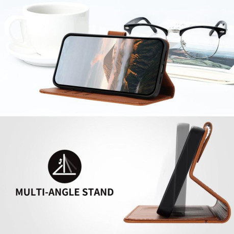Чохол-книжка Triangle Pattern Buckle Clasp Leather на Xiaomi Poco X7 Pro - коричневий