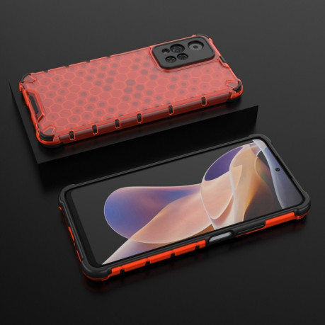 Противоударный чехол Honeycomb with Neck Lanyard для Xiaomi Note Redmi 11 Pro 5G (China)/11 Pro+ - красный