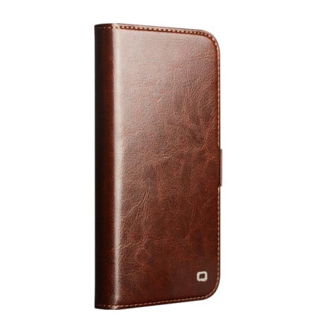 Чехол-книжка QIALINO Classic 103 Buckle с натуральной кожи на iPhone 17 Pro Max - коричневый