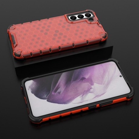 Противоударный чехол Honeycomb with Neck Lanyard для Samsung Galaxy S22 Plus 5G - красный