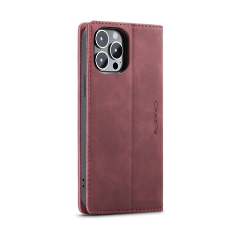 Кожаный чехол CaseMe-013 Multifunctional на iPhone 15 Pro Max - винно-красный
