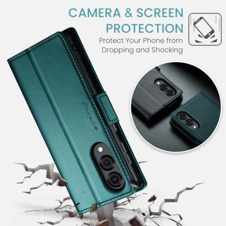 Чехол-книжка CaseMe 023 Butterfly Buckle Litchi Texture RFID Anti-theft Leather для Samsung Galaxy S25 Edge 5G - зеленый