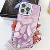 Противоударный чехол Plating Glitter Texture Chain для  iPhone 16 Pro Max - Purple Feathers
