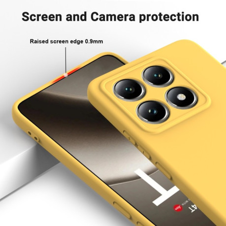 Силиконовый чехол Solid Color Liquid Silicone на Xiaomi 14T - желтый