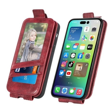 Фліп-чохол Zipper Wallet Vertical для iPhone 14 Pro Max - червоний