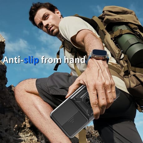 Противоударный чехол Sliding Camshield на OPPO Reno14 F 5G Global - серебристый