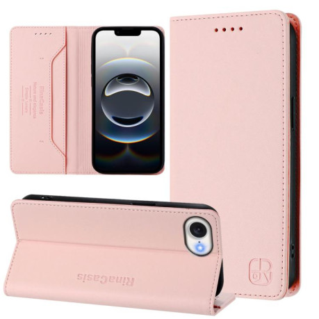 Чехол-книжка RC01 Dual-Folded Magnetic Suction RFID Leather на iPhone 16e - розовый