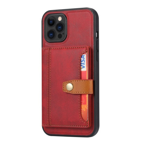 Противоударный чехол Calfskin Color для iPhone 13 Pro Max - красный