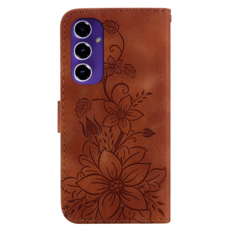 Чехол-книжка Lily Embossed Leather для Samsung Galaxy S24 FE 5G - коричневый