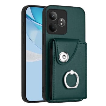 Противоударный чехол Organ Card Bag Ring Holde для Realme GT Neo6 / GT 6T 5G - зеленый