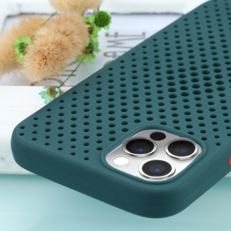 Противоударный чехол Breathable для iPhone 12 Pro Max - темно-зеленый