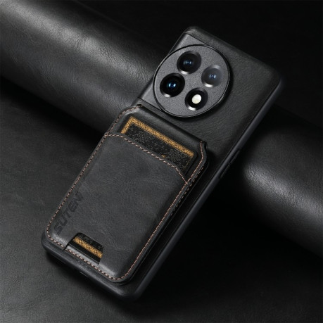 Противоударный чехол Suteni H02 Leather Wallet Stand для OnePlus 12 - черный