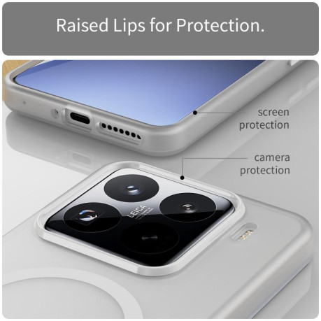 Противоударный чехол MagSafe Frosted Translucent TPU + PC для Xiaomi 15 Pro - белый