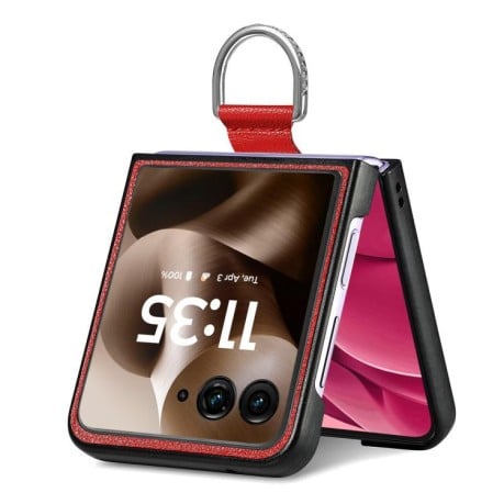 Противоударный чехол Litchi Texture на Motorola Razr 60 Ultra - красный