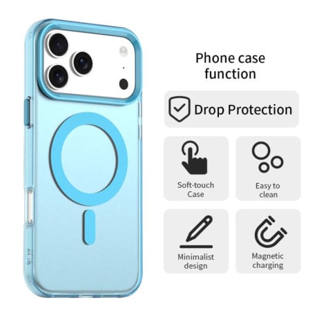 Чехол Candy с Magsafe гибрид на iPhone 17 Pro Max - синий