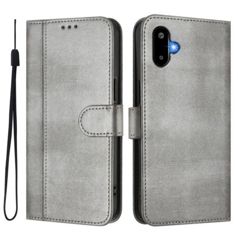 Чехол-книжка Line Splicing Buckle Retro Leather для Samsung Galaxy M06 5G - серый