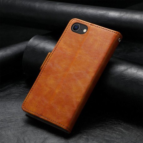 Чехол-книжка CaseNeo Splicing Dual Magnetic Buckle Leather для iPhone 16e - хаки