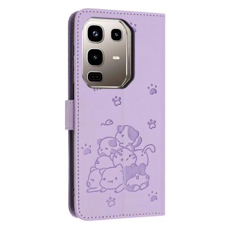 Чохол-книжка Embossed Kitten Phone Leather для Infinix Note 50 4G / 50 Pro 4G - фіолетовий