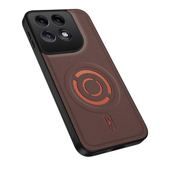 Магнитный чехол Wanlonfeng с тканевой текстурой на Motorola Edge 70 Pro 5G — кофейный